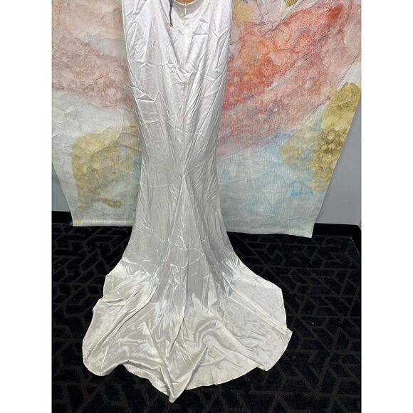 Anthropologie Retrofete Margot Silk Low-Back Front-Slit Halter Gown $895 - Picture 9 of 11